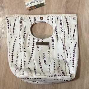 Canvas fabric insulated lunch bag || feathers print